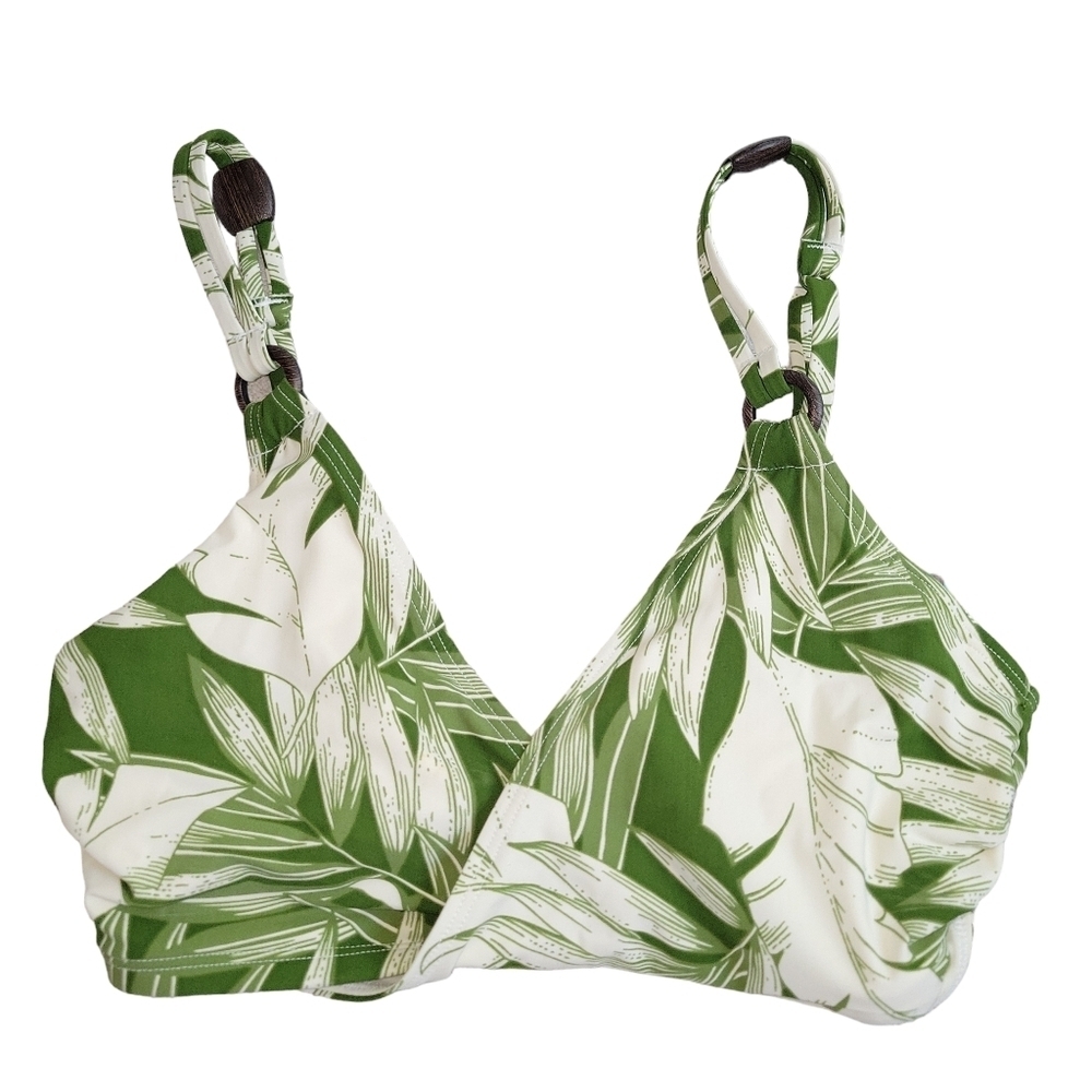 Skinny Dippers NWT Tropical Green & White San Felipe Bikini Swim Top Size S - Picture 2 of 11